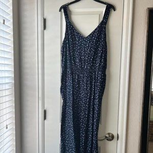 Loft women's blue and white polka dot jumpsuit